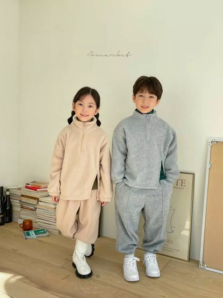 a-Market - Korean Children Fashion - #kidsshorts - Slit Fleece Half Zip-up - 8