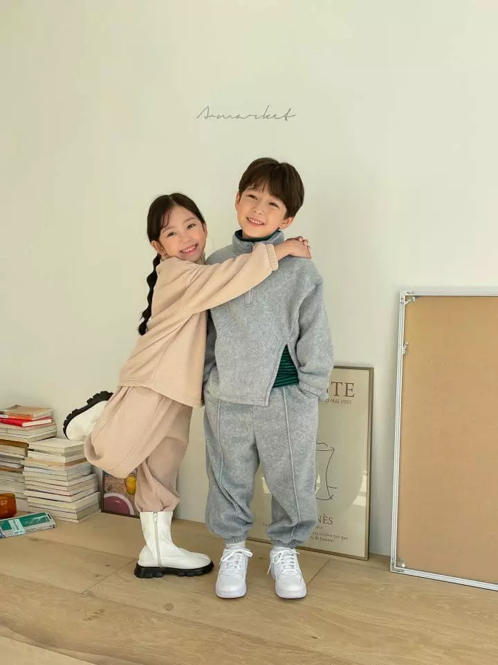 a-Market - Korean Children Fashion - #kidsstore - Slit Fleece Half Zip-up - 9