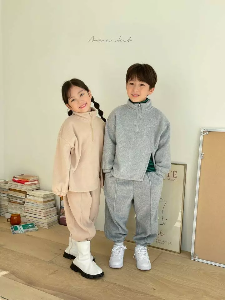 a-Market - Korean Children Fashion - #kidzfashiontrend - Slit Fleece Half Zip-up - 10