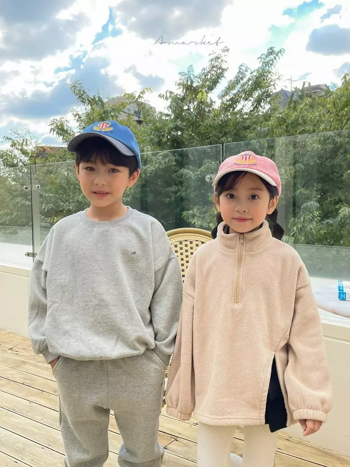 a-Market - Korean Children Fashion - #littlefashionista - Slit Fleece Half Zip-up - 12
