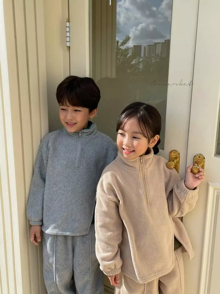 a-Market - Korean Children Fashion - #stylishchildhood - Slit Fleece Half Zip-up - 2