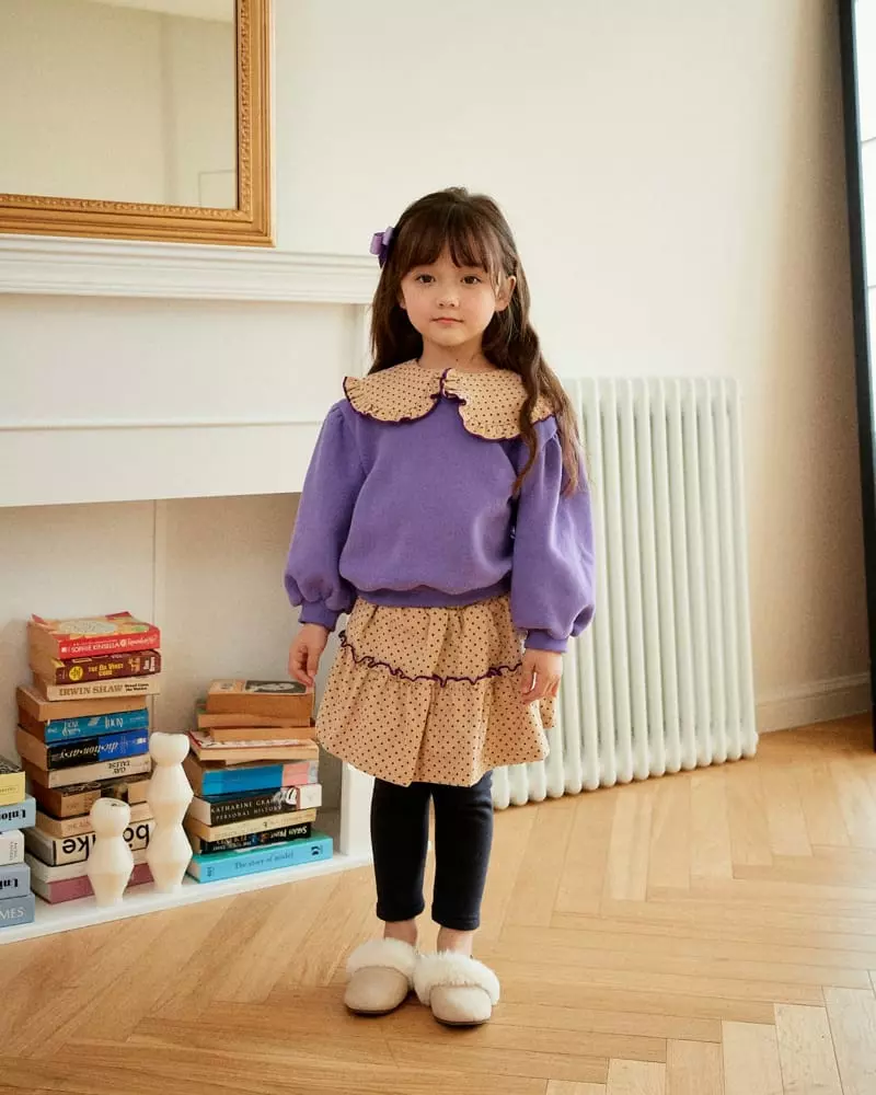 e.ru - Korean Children Fashion - #kidsshorts - Dot Big Collar Sweatshirt - 6