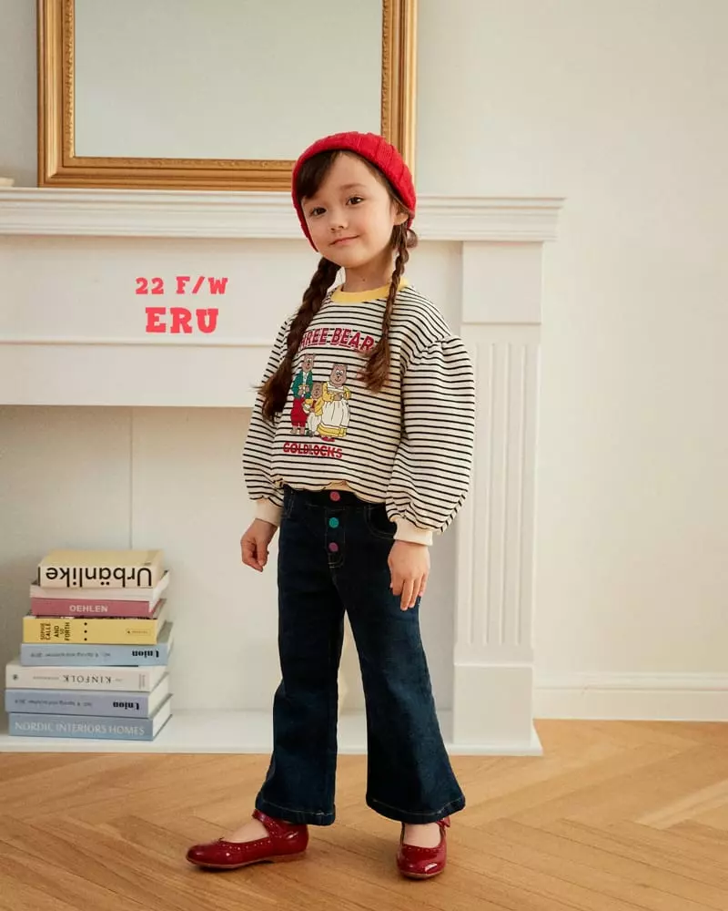 e.ru - Korean Children Fashion - #prettylittlegirls - Stripes Bear Sweatshirt - 10