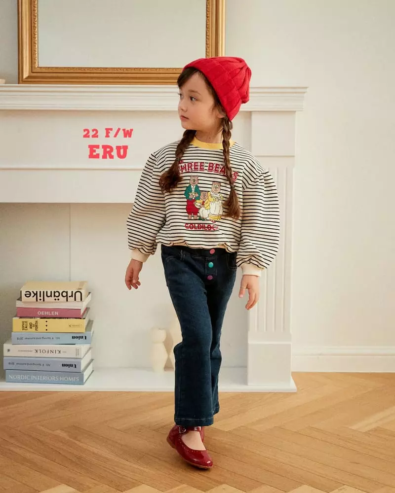 e.ru - Korean Children Fashion - #toddlerclothing - Stripes Bear Sweatshirt - 12