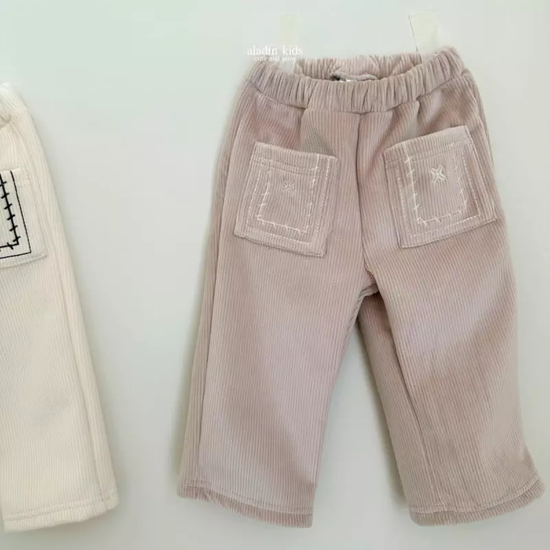 Aladin - Korean Children Fashion - #prettylittlegirls - Velvet Pocket Embrodiery Pants - 4