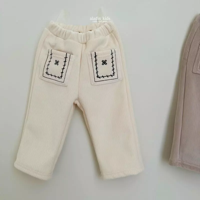 Aladin - Korean Children Fashion - #childofig - Velvet Pocket Embrodiery Pants - 5