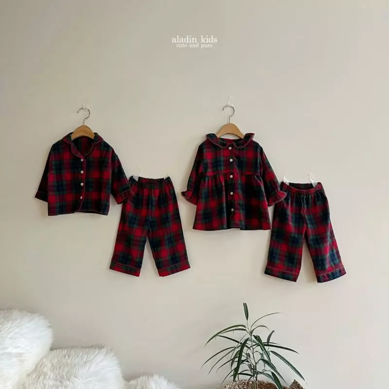 Aladin - Korean Children Fashion - #fashionkids - Boy New Christmas Check Pajama - 3
