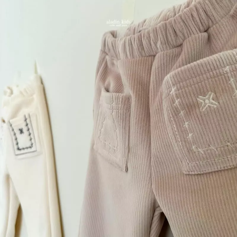 Aladin - Korean Children Fashion - #minifashionista - Velvet Pocket Embrodiery Pants - 2