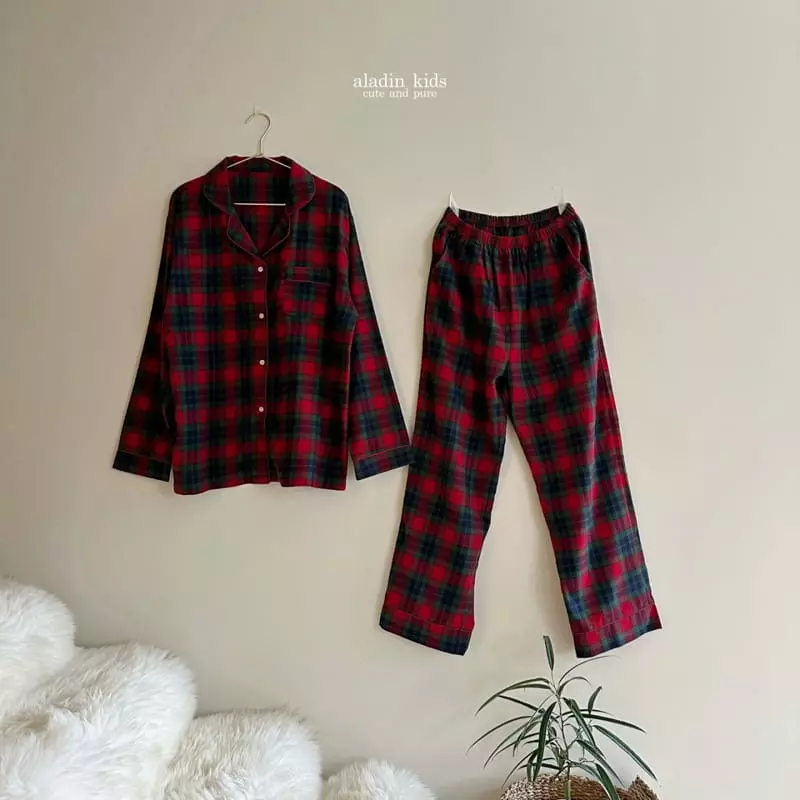 Aladin - Korean Women Fashion - #momslook - Dad New Christmas Check Pajama - 2