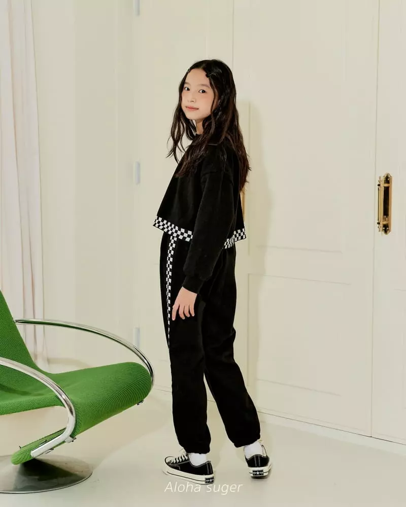 Aloha Suger - Korean Junior Fashion - #childofig - Check Tape Top Bottom Set - 4