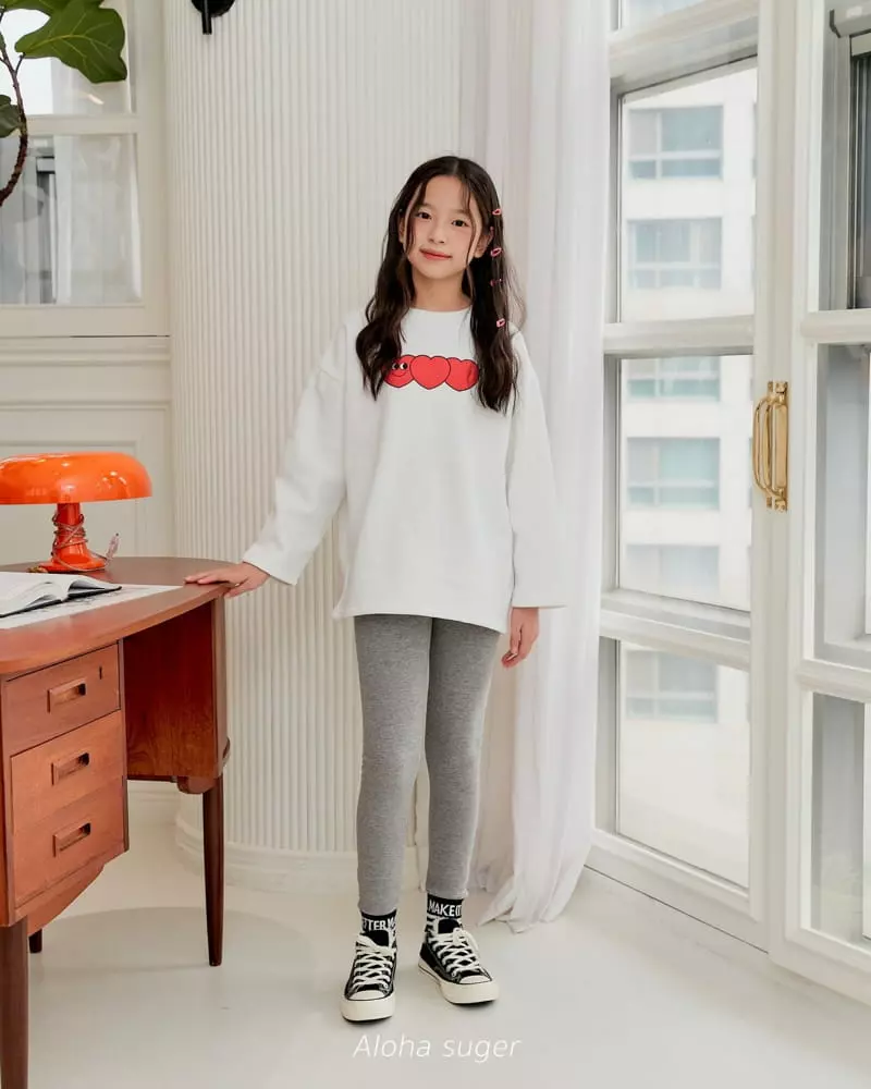 Aloha Suger - Korean Junior Fashion - #designkidswear - Three Heart Long Tee - 11