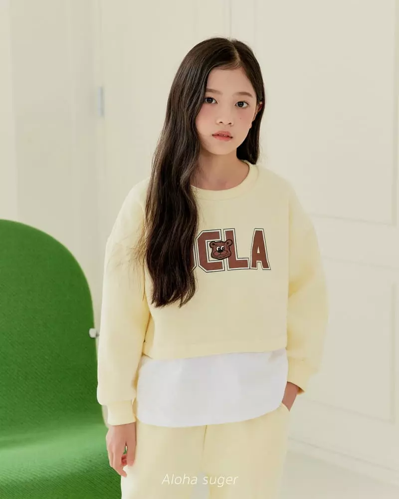 Aloha Suger - Korean Junior Fashion - #designkidswear - Bear Layered Top Bottom Set - 5