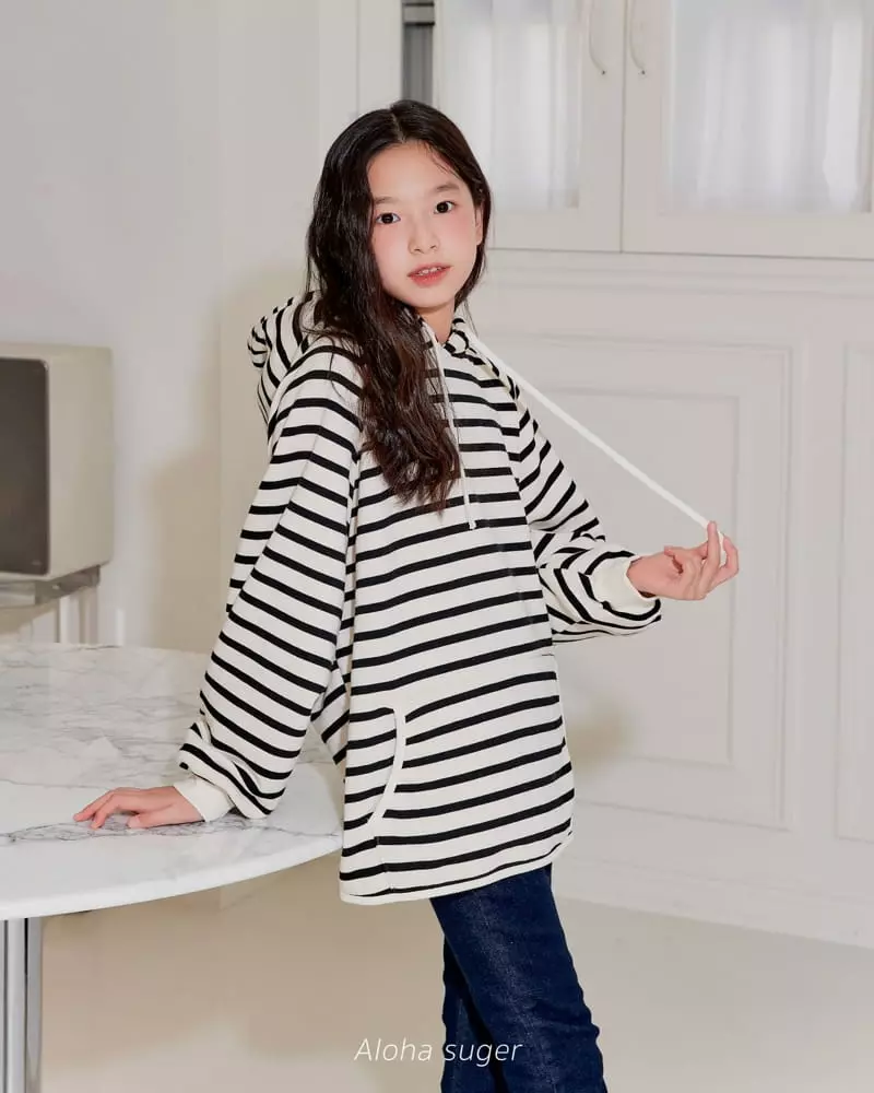 Aloha Suger - Korean Junior Fashion - #discoveringself - Stripes Hoody Long Tee - 8