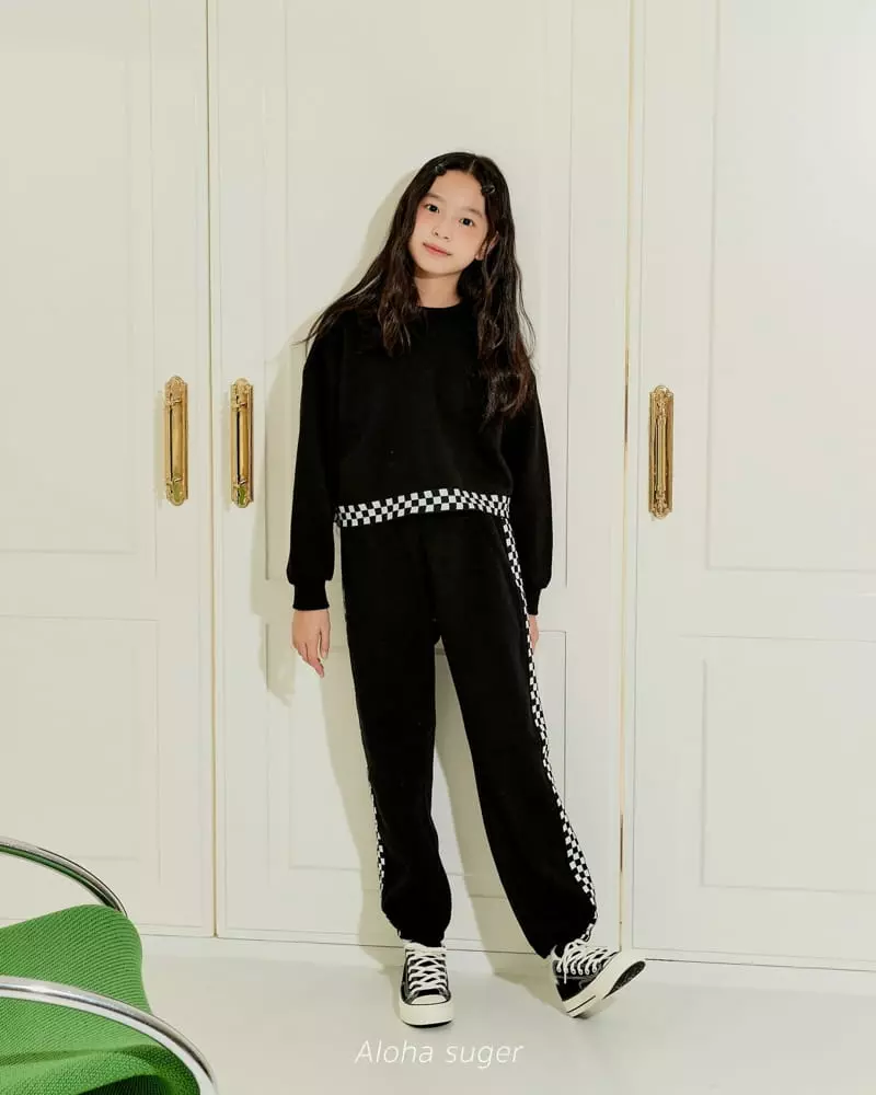 Aloha Suger - Korean Junior Fashion - #discoveringself - Check Tape Top Bottom Set - 7