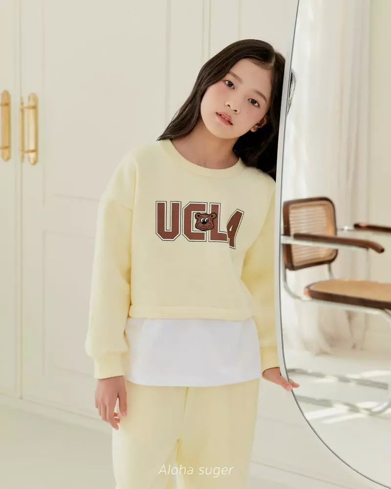 Aloha Suger - Korean Junior Fashion - #discoveringself - Bear Layered Top Bottom Set - 6