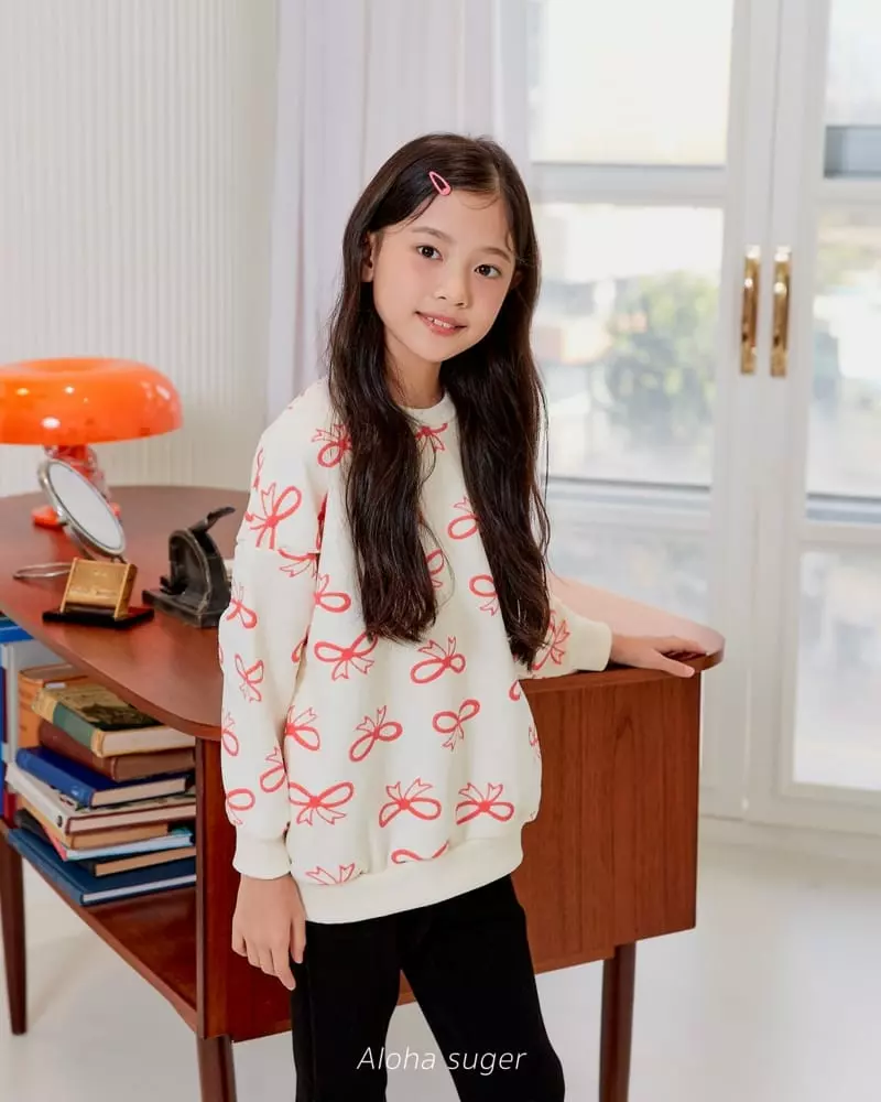 Aloha Suger - Korean Junior Fashion - #discoveringself - Ribbon Sweatshirt