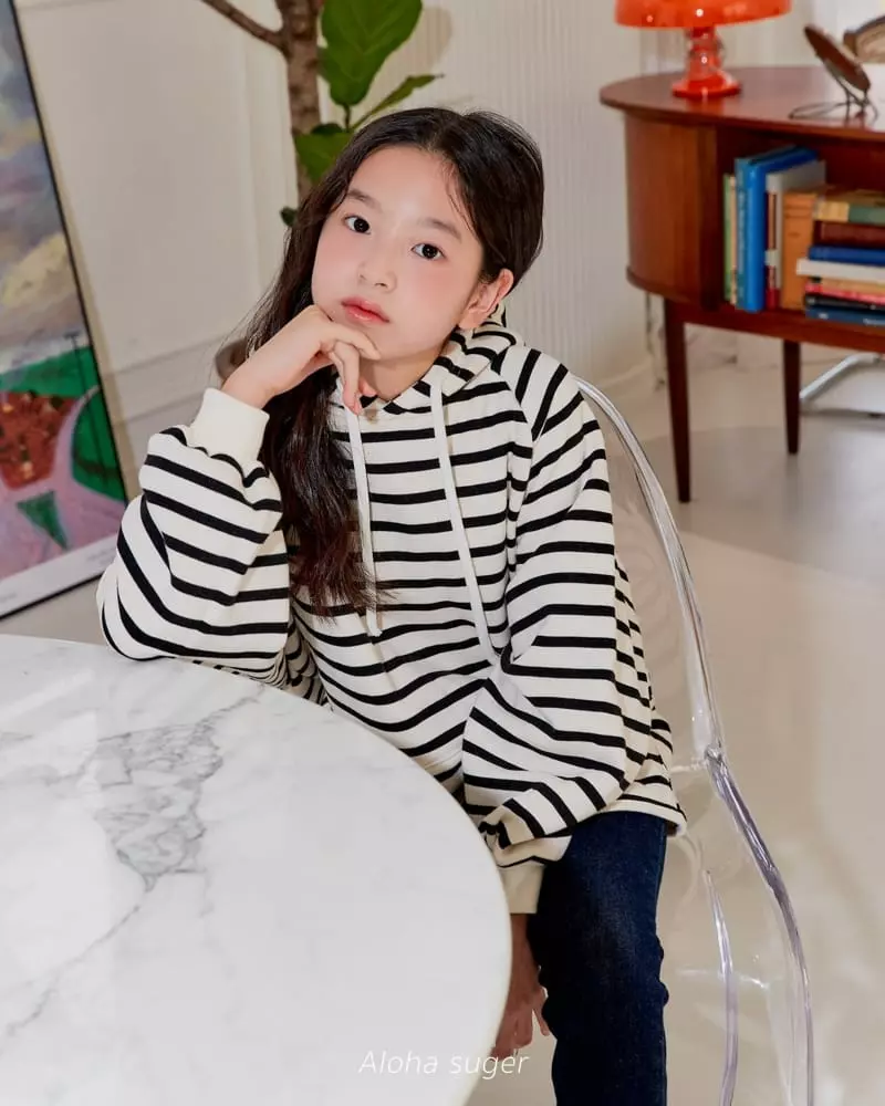 Aloha Suger - Korean Junior Fashion - #fashionkids - Stripes Hoody Long Tee - 9