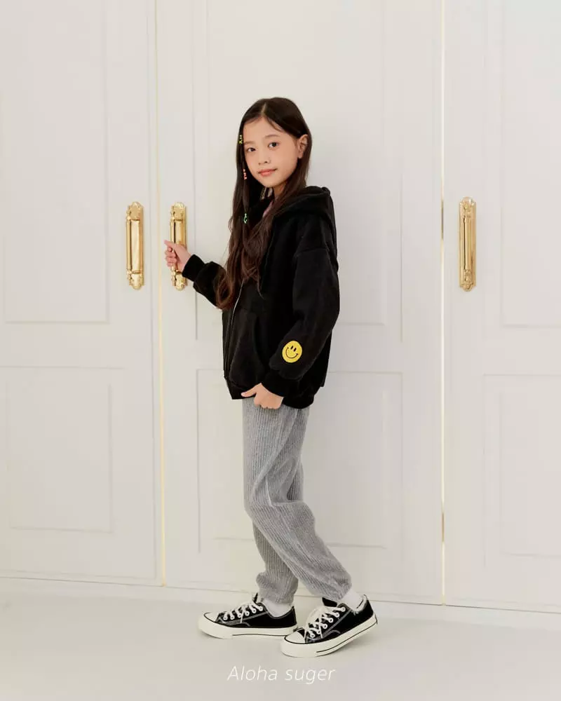 Aloha Suger - Korean Junior Fashion - #fashionkids - Smile Fleece Hoody Zip-up - 12