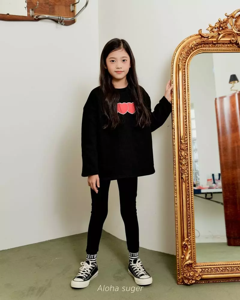 Aloha Suger - Korean Junior Fashion - #littlefashionista - Three Heart Long Tee - 2