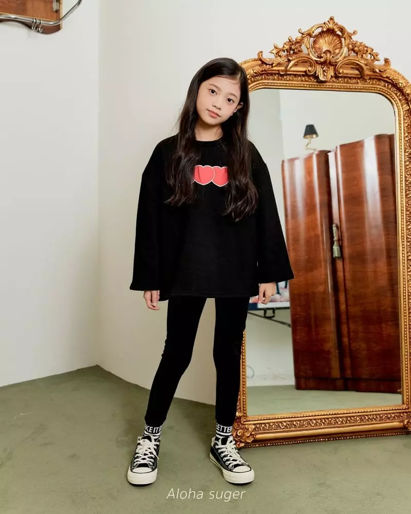 Aloha Suger - Korean Junior Fashion - #magicofchildhood - Three Heart Long Tee - 3