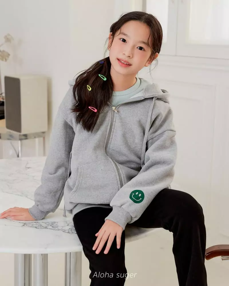 Aloha Suger - Korean Junior Fashion - #magicofchildhood - Smile Fleece Hoody Zip-up - 2