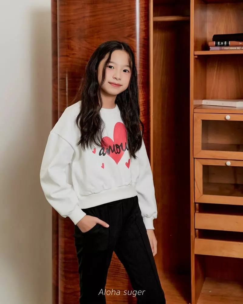 Aloha Suger - Korean Junior Fashion - #minifashionista - Heart Crop Sweatshirt - 8