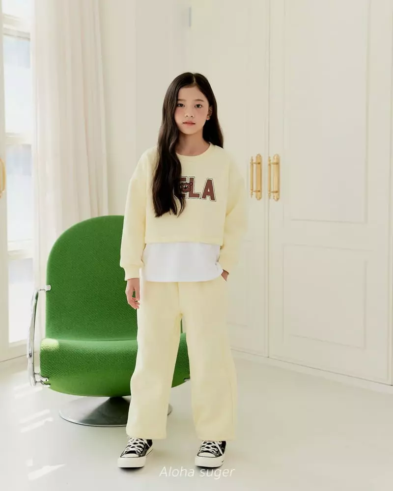 Aloha Suger - Korean Junior Fashion - #prettylittlegirls - Bear Layered Top Bottom Set