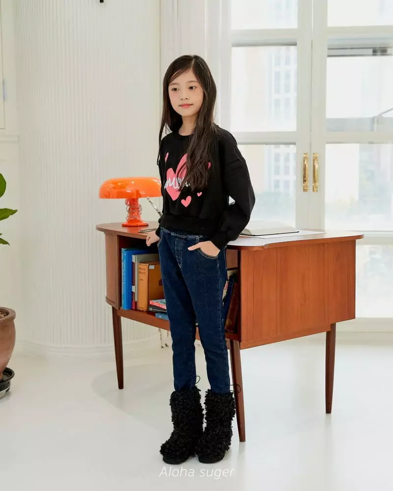 Aloha Suger - Korean Junior Fashion - #stylishchildhood - Heart Crop Sweatshirt - 12