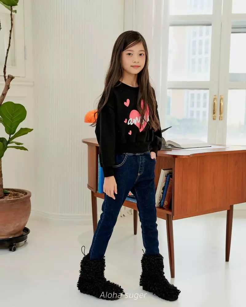 Aloha Suger - Korean Junior Fashion - #todddlerfashion - Heart Crop Sweatshirt - 10