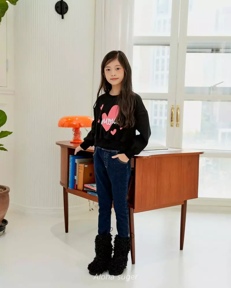 Aloha Suger - Korean Junior Fashion - #toddlerclothing - Heart Crop Sweatshirt - 11