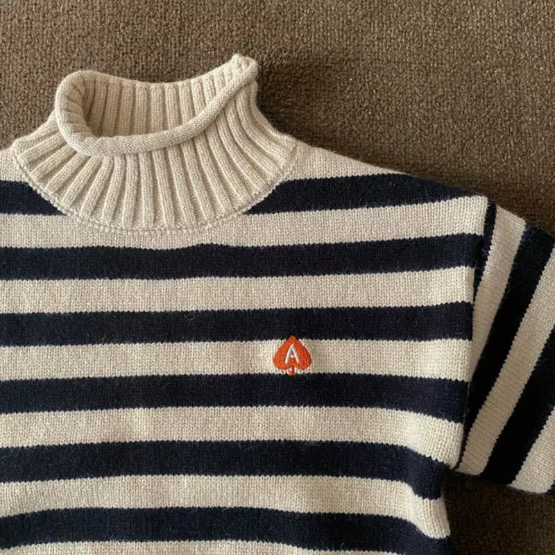 Apfel - Korean Children Fashion - #discoveringself - Well Half Turtleneck Knit Tee - 3