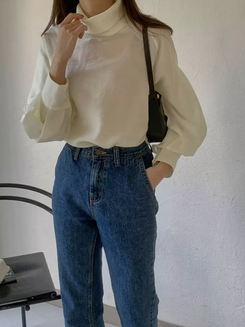 Atthismoment - Korean Women Fashion - #momslook - High Neck Blouse - 6