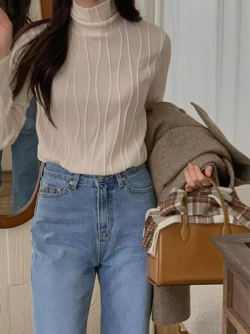 Atthismoment - Korean Women Fashion - #womensfashion - Wave Turtleneck Tee - 4