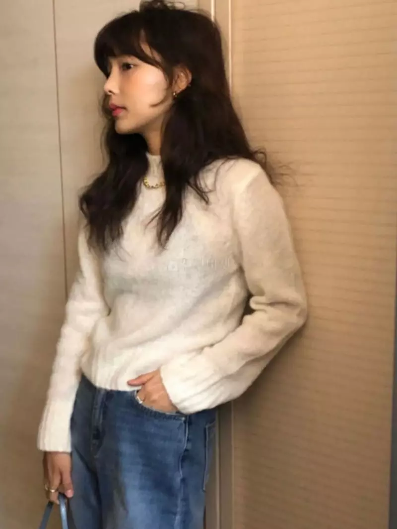 Atthismoment - Korean Women Fashion - #momslook - Round Knit Tee - 3