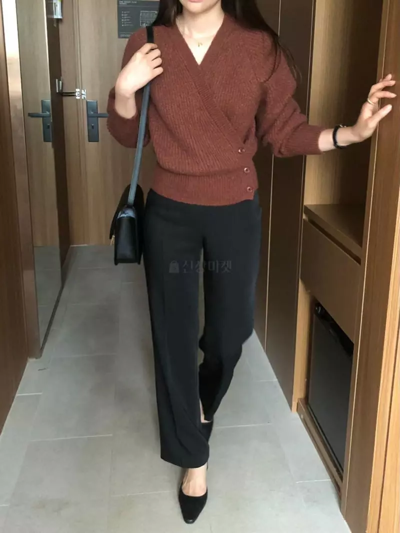 Atthismoment - Korean Women Fashion - #pursuepretty - Button Wrap Knit Tee - 9
