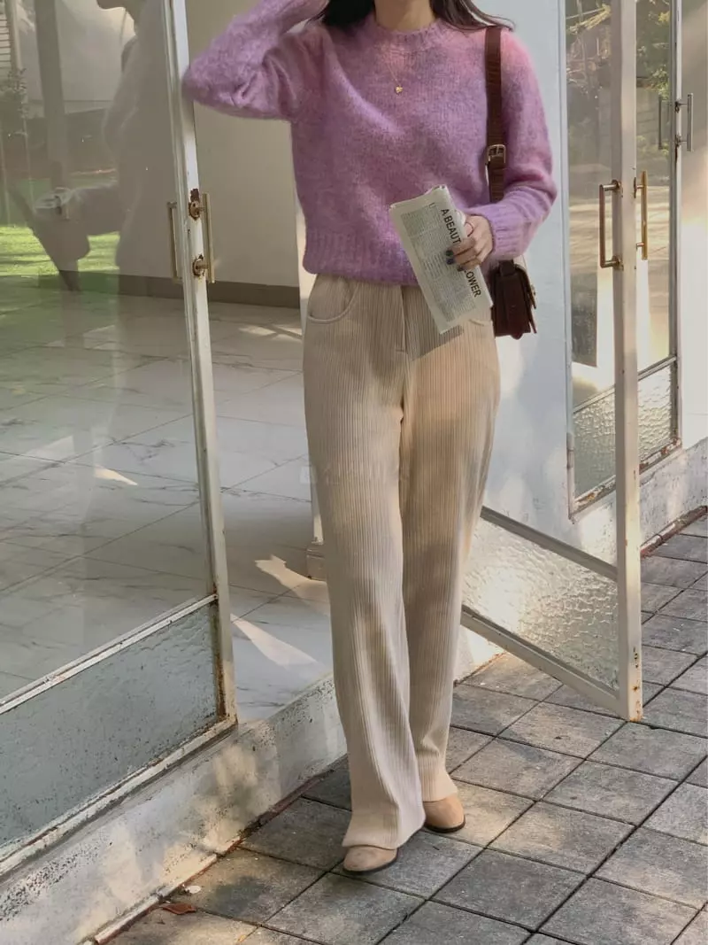 Atthismoment - Korean Women Fashion - #restrostyle - Rib Slit Pants
