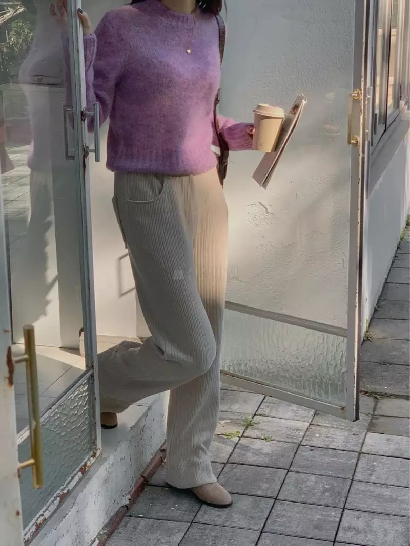 Atthismoment - Korean Women Fashion - #romanticstyle - Rib Slit Pants - 2