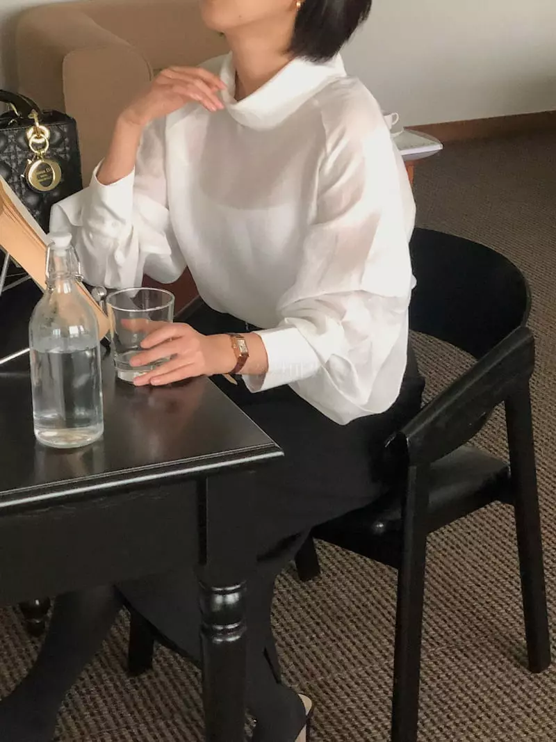 Atthismoment - Korean Women Fashion - #shopsmall - High Neck Blouse