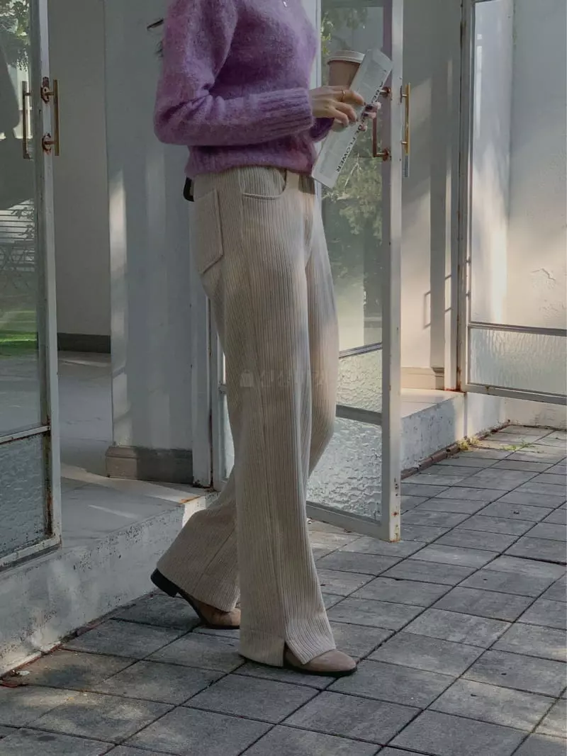 Atthismoment - Korean Women Fashion - #shopsmall - Rib Slit Pants - 3