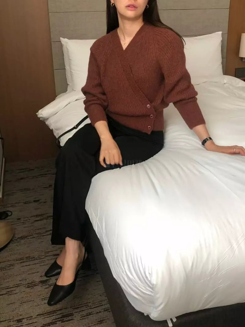 Atthismoment - Korean Women Fashion - #vintageinspired - Button Wrap Knit Tee - 7
