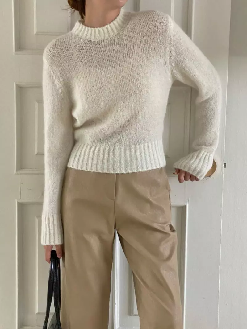 Atthismoment - Korean Women Fashion - #vintagekidsstyle - Round Knit Tee - 6