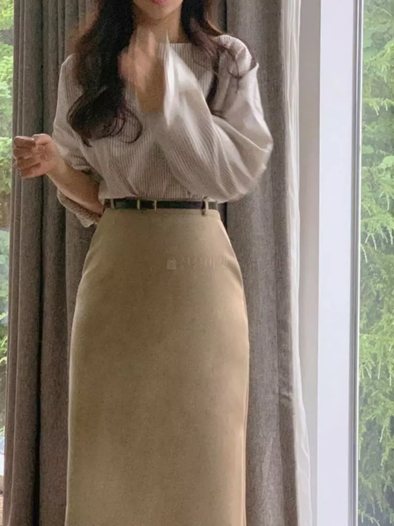 Atthismoment - Korean Women Fashion - #womensfashion - Berry Belt Skirt - 7