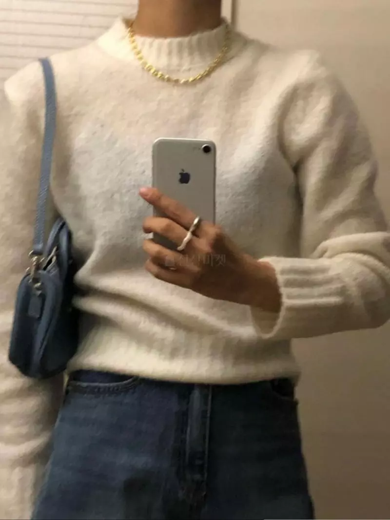 Atthismoment - Korean Women Fashion - #momslook - Round Knit Tee - 4