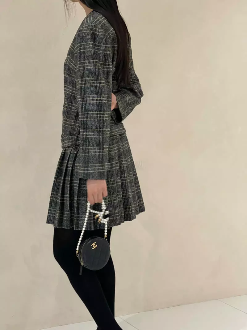 Auver_Fit - Korean Women Fashion - #momslook - Check Wrinkle One-piece - 7