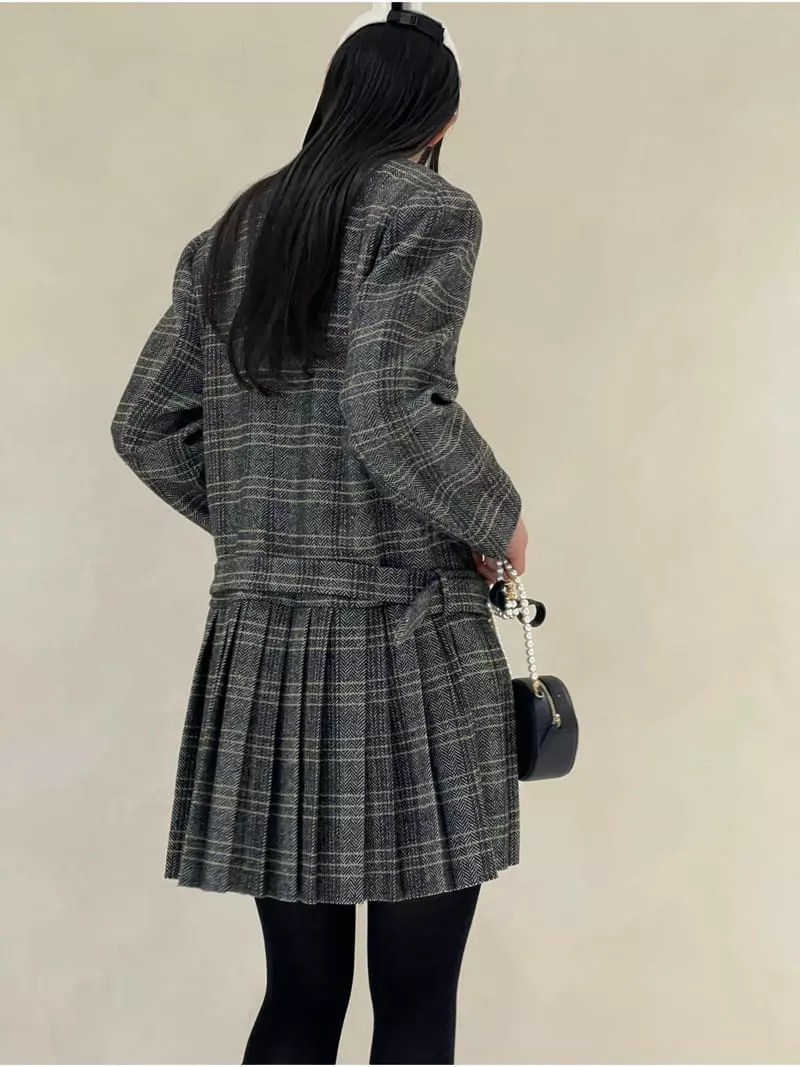 Auver_Fit - Korean Women Fashion - #momslook - Check Wrinkle One-piece - 9