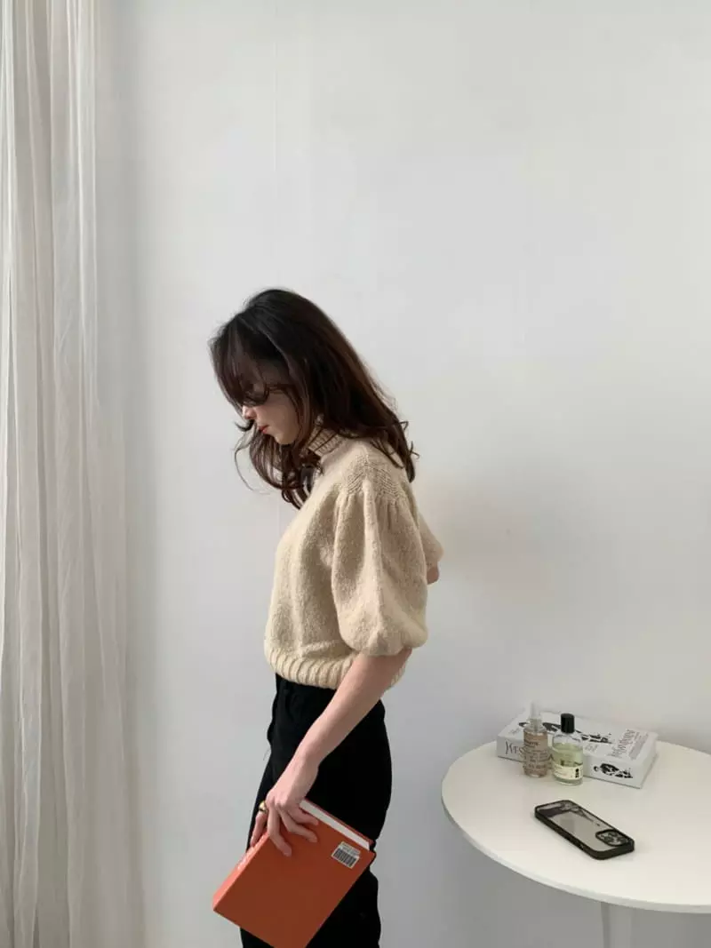 Auver_Fit - Korean Women Fashion - #momslook - Turtleneck Knit Tee - 10