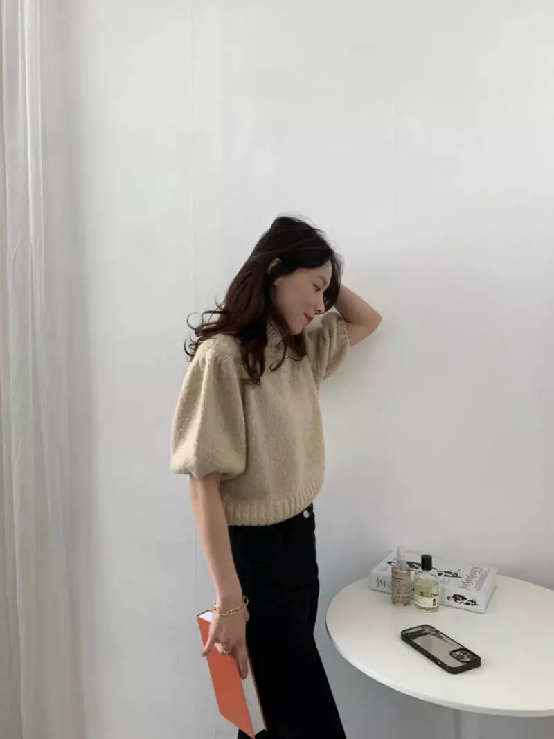 Auver_Fit - Korean Women Fashion - #momslook - Turtleneck Knit Tee - 12