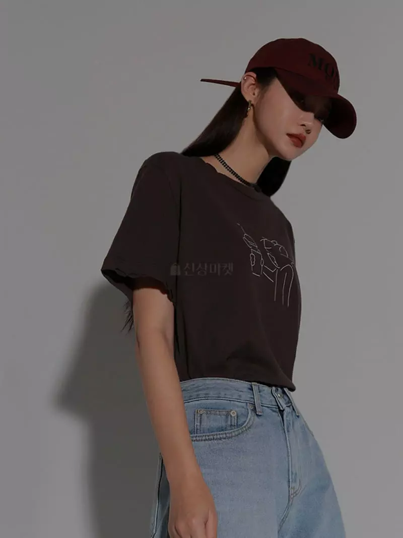 Auver_Fit - Korean Women Fashion - #momslook - Peach Tee - 7