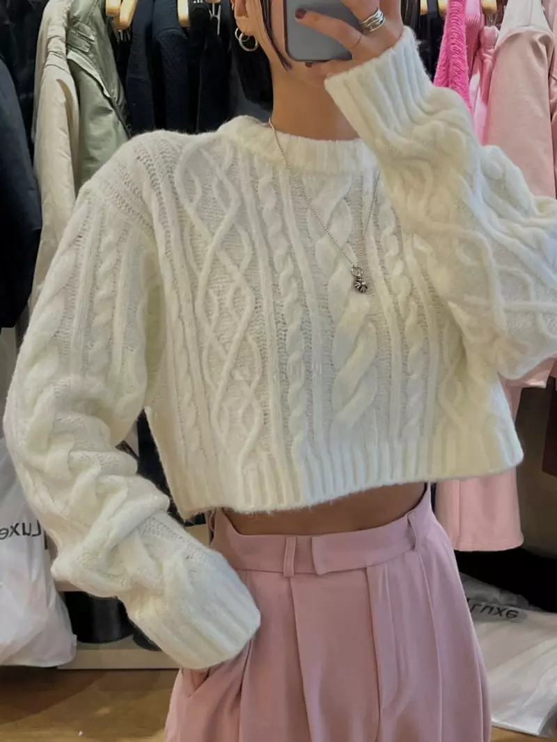 Auver_Fit - Korean Women Fashion - #momslook - Fisher Under Boop Knit Tee - 9