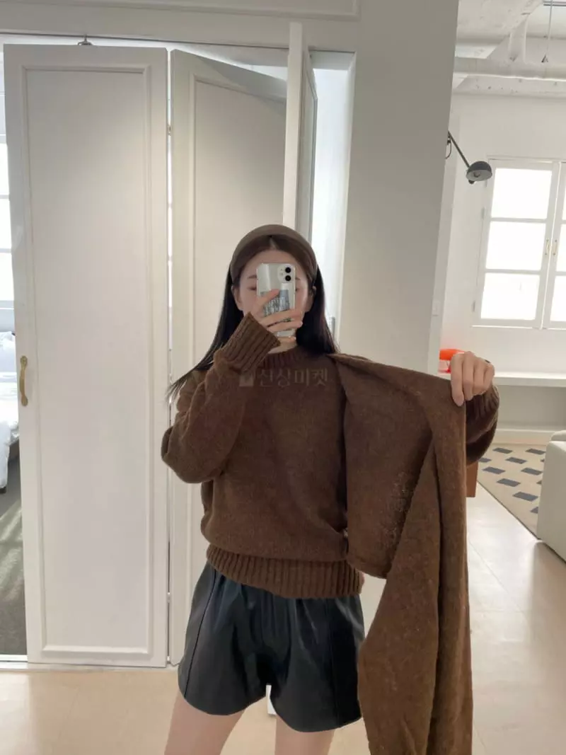 Auver_Fit - Korean Women Fashion - #pursuepretty - Mufffler Knit Tee - 5
